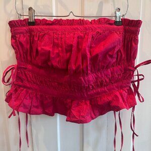 Free People Rouched w/ties Tube Top - Medium Hot Pink